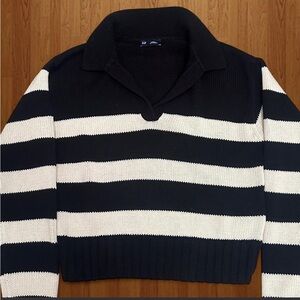 Black and White Collared Sweater